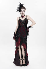 Red Off Shoulder Sleeveless Hanayome Embroidered Lace Women's Gothic Jsk Dress - Red - 1