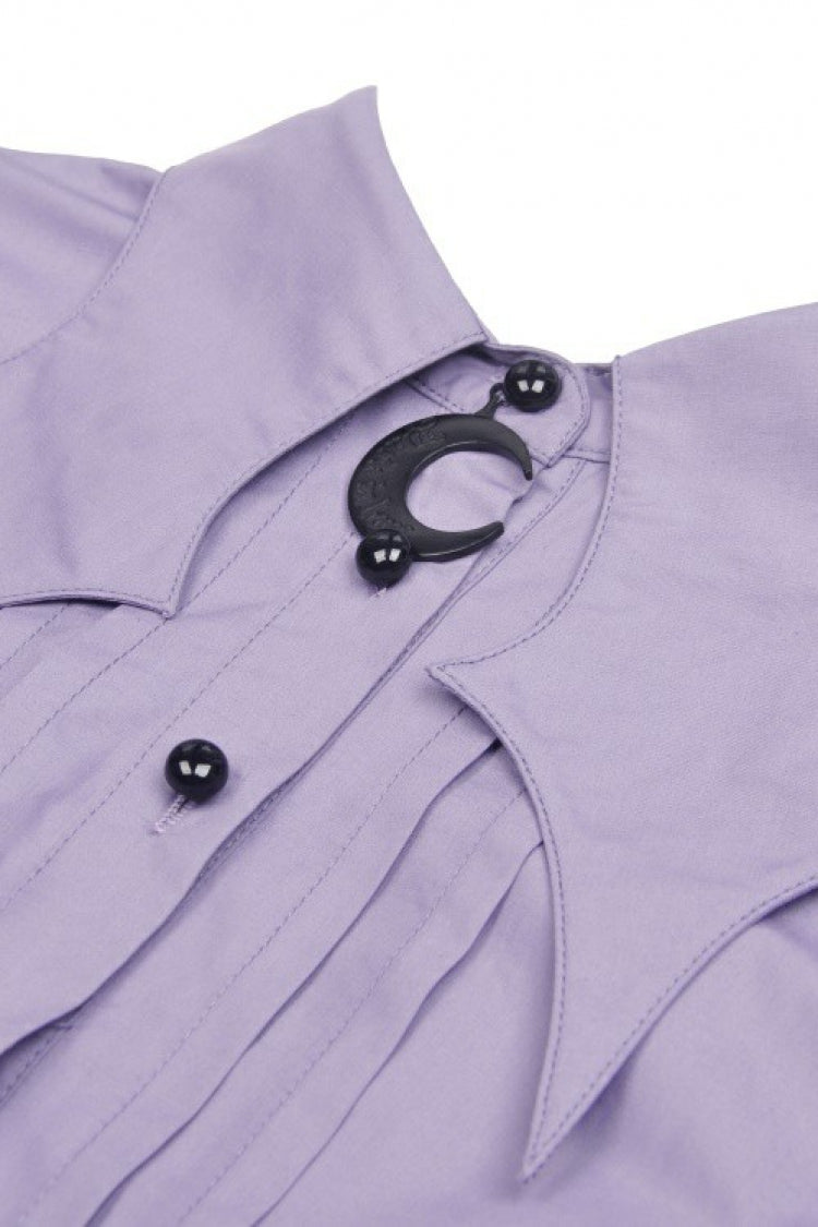 Purple Star Collar Long Puff Sleeves Women's Gothic Witch Blouse - Product - 11