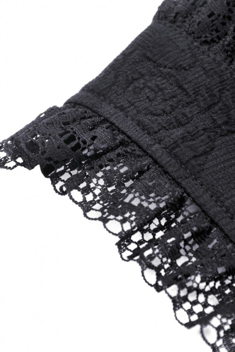 Black Women's Gothic Vintage Long Flared Sleeves Lace Splice Shrug - Product - 17