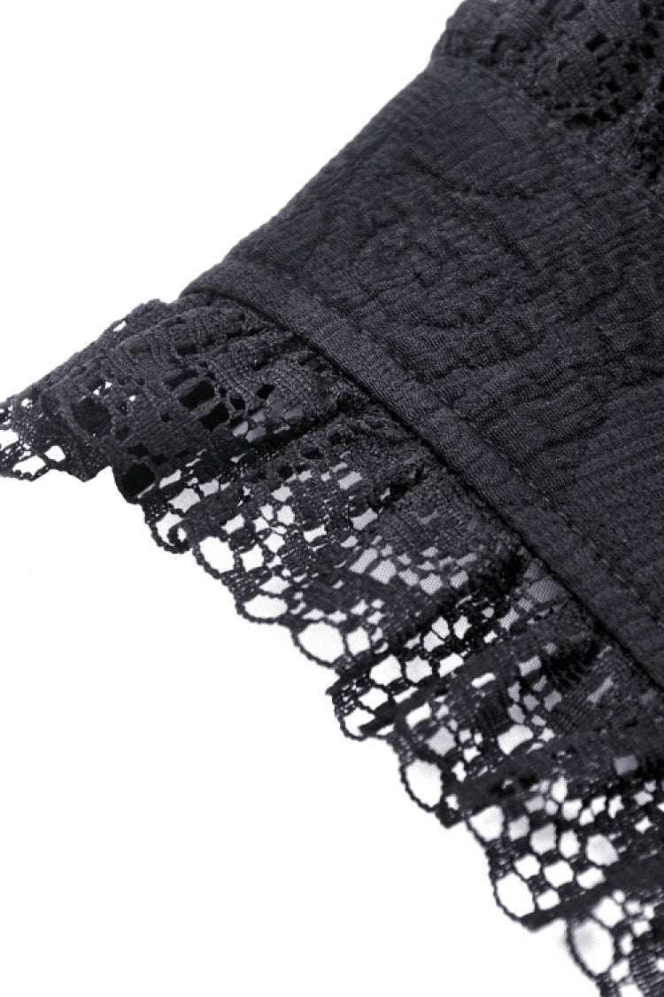Black Women's Gothic Vintage Long Flared Sleeves Lace Splice Shrug - Product - 17