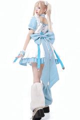 White/Blue [Treatment Room] Short Sleeves Ruffle Embroidery Jirai Kei Dress Set - Product - 3