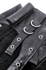 Black Faux Leather Spliced Lace Lace-Up Women's Punk Mini Skirt - Product - 15