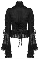 Black Gorgeous Adjustable Tightness Long Puff Sleeves Womens Gothic Blouse - Product - 8