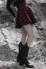 Plaid Print Stitching Mesh Women's Gothic College Style Skirt 2 Colors - Product - 2