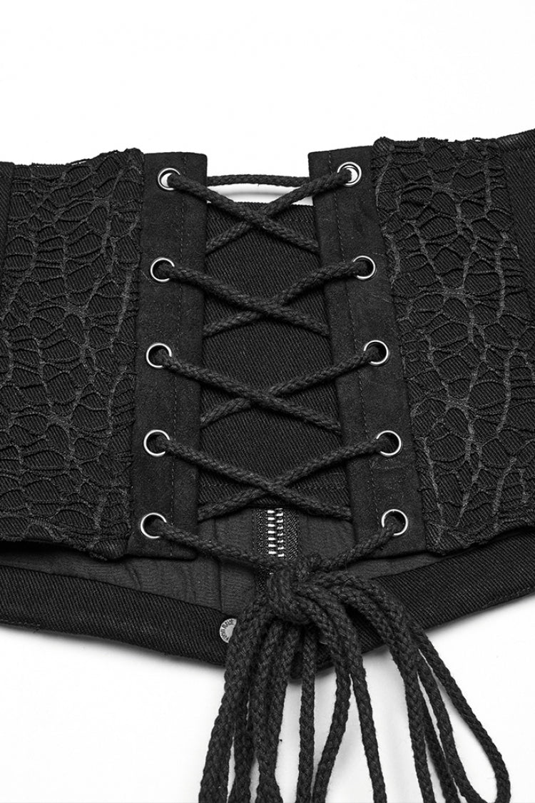 Black Skull Stitching Lace-Up Mesh Men's Gothic Girdle - Product - 6
