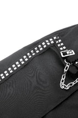 Black Women's Punk Metal Chain Belt Skirt with Straps - Product - 15
