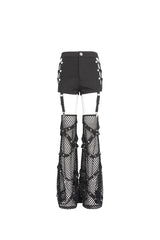 Black Side Cutouts Womens Steampunk Shorts - Product - 9