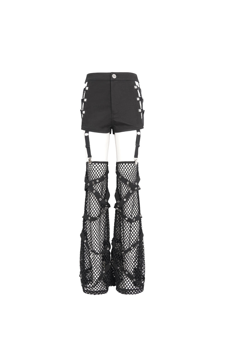 Black Side Cutouts Womens Steampunk Shorts - Product - 9