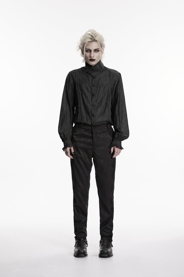 Black Jacquard Slim Men's Gothic Gorgeous Handsome Pants - Product - 2