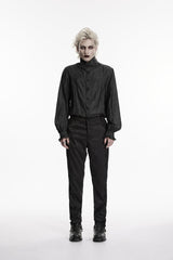 Black Jacquard Slim Men's Gothic Gorgeous Handsome Pants - Product - 2