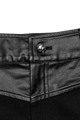 Black Faux Leather Stitching Zipper Men's Punk Pants - Product - 6