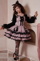 Black/Purple Dance Music Long Sleeves Multi-layer Ruffle Bowknot Sweet Princess Lolita Dress - Product - 2