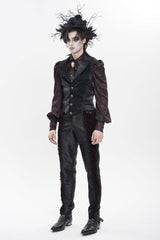 Black Lapel Collar Jacquard Lace Slim Men's Gothic Vest - Product - 2