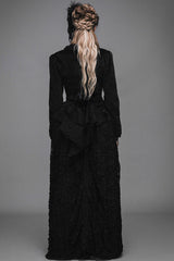 Black Lace Waist Woollen Womens Velvet Short Gothic Jacket With Tail - Product - 3
