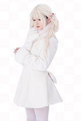 [First Love] Long Sleeves Faux Fox Fur Autumn Winter Wool Sweet Lolita Coat - Product - 6