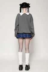 Blue Women's Vintage College Style Stars Plaid Pleated Short Skirt - Product - 8