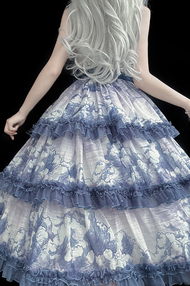 Multi-Color Multi-layer Cumulonimbus Print Ruffle Bowknot Sweet Lolita Jsk Dress - Product - 14