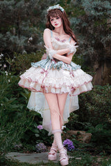 Light Green/Ivory Dance of Time Triple-Layered Ballet Style Bowknot Lace-Up Sweet Lolita Jsk Dress - Product - 4