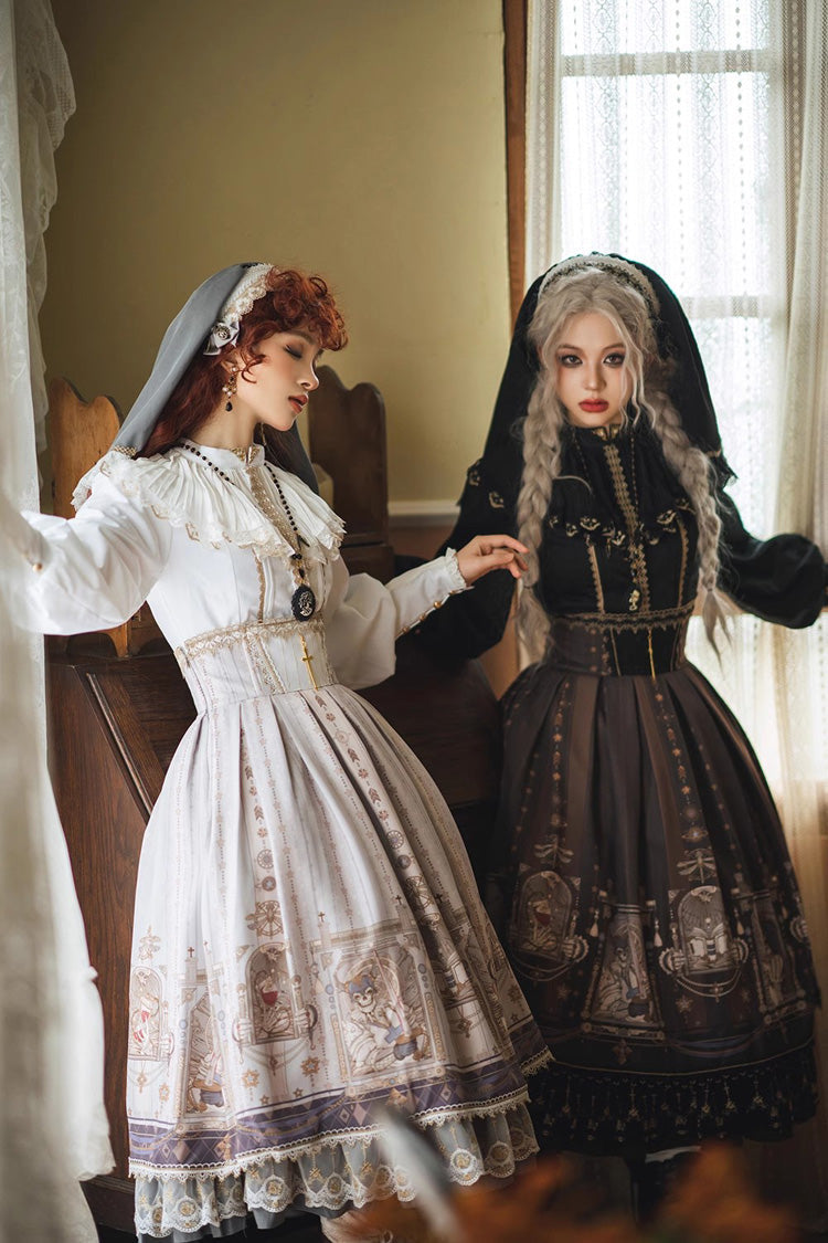 Demon Hunting Notes Print Ruffle Sweet Elegant Lolita Skirt 2 Colors - Product - 11