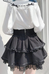 Rabbit Ears Long Sleeves Bowknot Lace Sweet Jirai Kei Japanese Blouse 3 Colors - Product - 12
