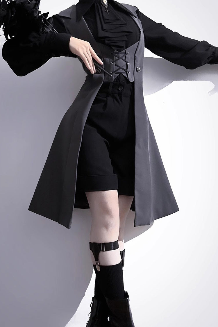 Black/Grey Dark Night Overture Gothic Vintage Ouji Fashion Lolita Vest - Product - 3
