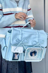 [Kitten Diary] Hidden Compartment Embroidered Bow Sweet Lolita Anime Itabag 8 Colors - Blue - 7