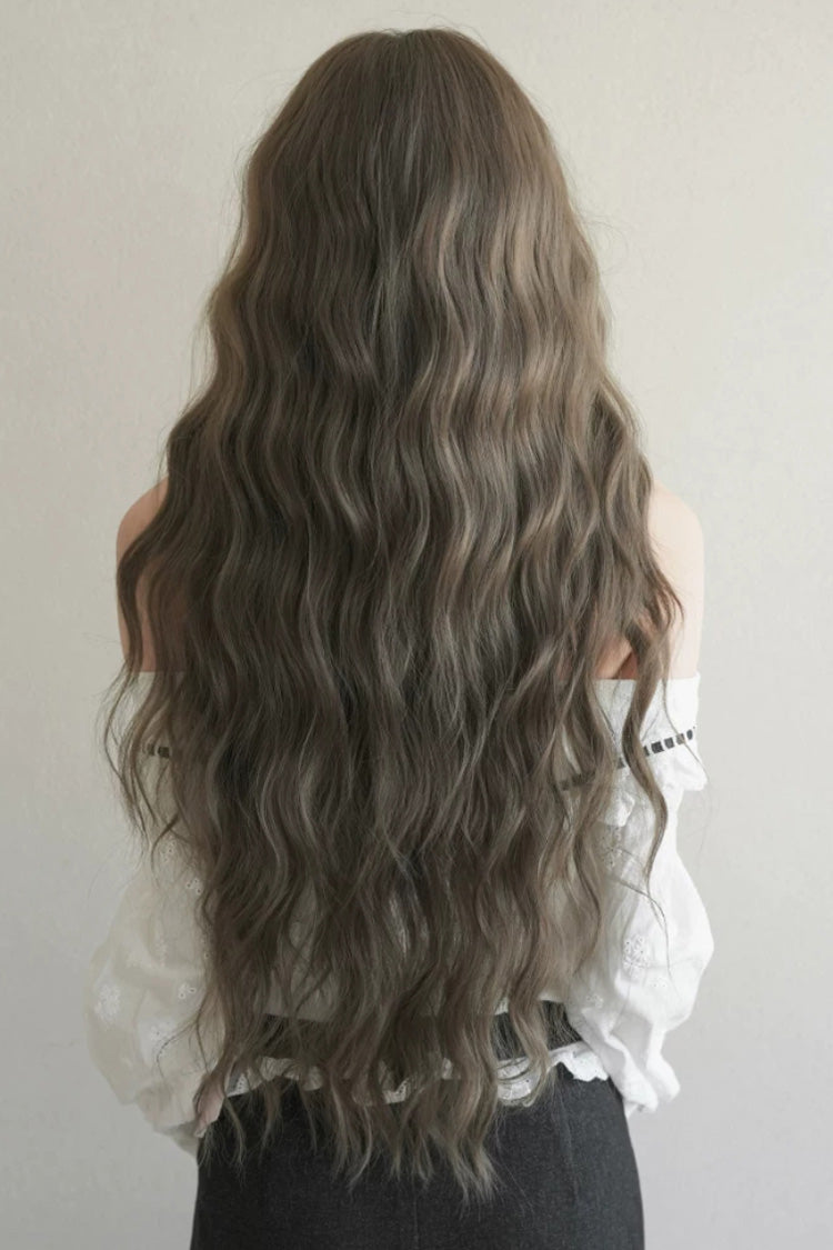 Hazelnut Ash Brown Fluffy Natural Water Wave Curly  Sweet Daily Lolita Long Wig - Product - 3