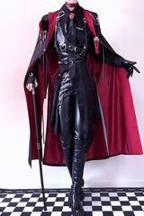 Black/Red [Night Sentinel] Long Sleeves Ouji Gothic Lolita Long Trench Coat - Product - 4