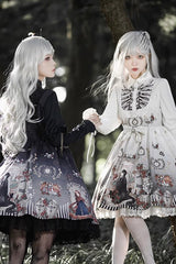 Dark Fairy Tale Print Ruffle Bowknot Gothic Lolita Jsk Dress 2 Colors - Product - 8