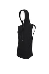 Black Knit Irregular Simple Versatile Sleeveless Hooded Men's Punk Tank Top - Product - 8