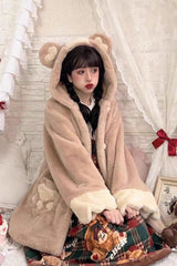 [Sleepy Bear and Cat] Long Sleeves Hooded Sweet Lolita Coat 3 Versions - Product - 5