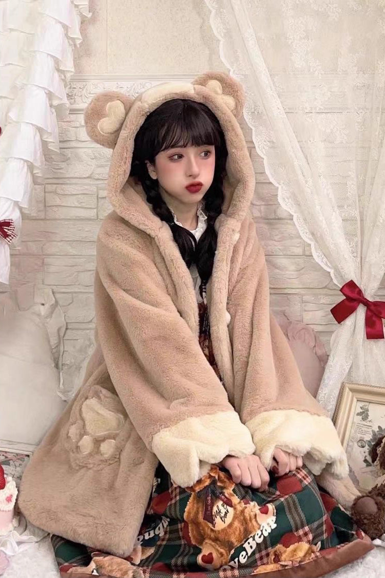 [Sleepy Bear and Cat] Long Sleeves Hooded Sweet Lolita Coat 3 Versions - Product - 5