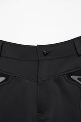Black Leather Trim Stitching Rivet Men's Punk Pants - Product - 7