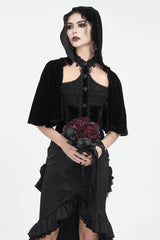 Black Stitching Lace Hooded Women's Gothic Cloak - Product - 2