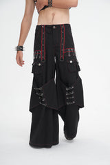 Black Stitching Men's Gothic Trumpet Pants - Product - 2
