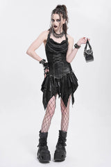 Black High Waisted Ruffle Irregular Women's Punk Skirt - Product - 6