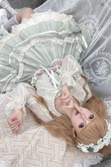 Green Floating Light Dance Multi-layer Ruffle Embroidery Bowknot Lace Sweet Lolita Jsk Dress - Product - 5