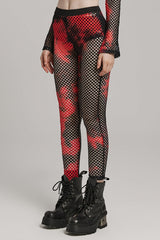 Tie-dyed Print Stitching Sheer Mesh Women's Steampunk Leggings 3 Colors - Product - 15