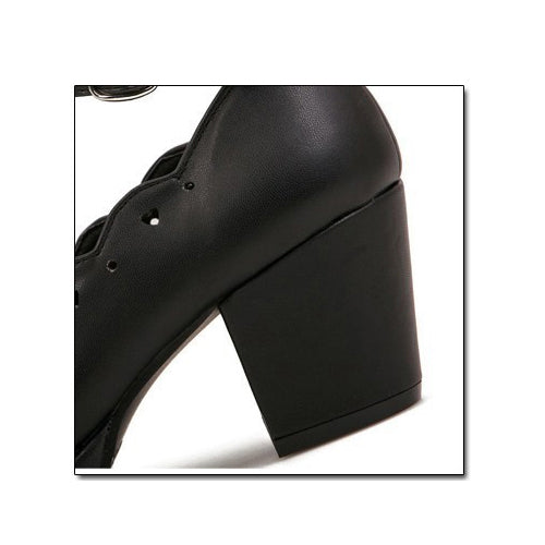 Bowknot Heart-shaped Hollow Out Lolita High Heel Shoes - Product - 5