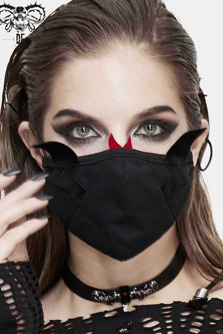 Black Punk Little Devil Wings Decorative Adjustable Women's Mask - Product - 2