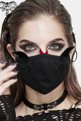 Black Punk Little Devil Wings Decorative Adjustable Women's Mask - Product - 2