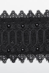 Black Beaded Lace Lace-Up Women's Gothic Underbust Corset - Product - 5