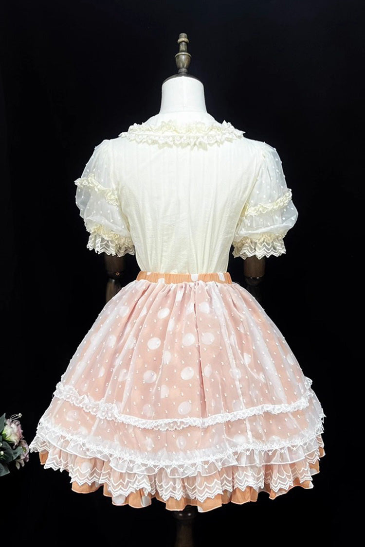 [Wave Candy] Triple-Layered Print Ruffle Bowknot Sweet Lolita Skirt 3 Colors - Product - 18