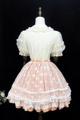 [Wave Candy] Triple-Layered Print Ruffle Bowknot Sweet Lolita Skirt 3 Colors - Product - 18