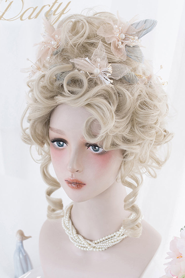 Curly Golden High Coiled Long Sweet Lolita Wig - Product - 4