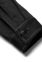 Black Lapel Collar Long Sleeves Skull Print Embroidery Mens Steampunk Blouse - Product - 7
