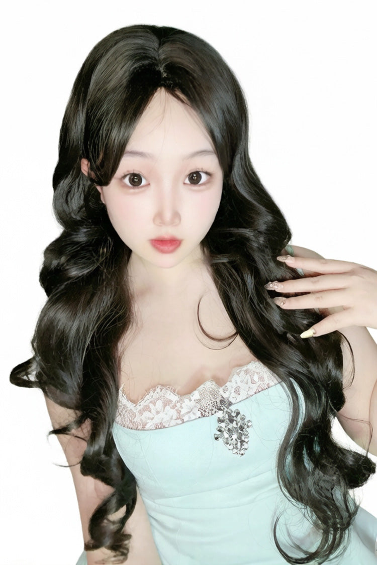 Ins Style Sweet Lolita Curtain Bangs Long Curly Wig 2 Colors - Product - 6