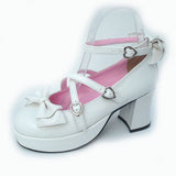 White Patent Leather Point Toe Bow Platform Classic Lolita Shoes - Product - 3
