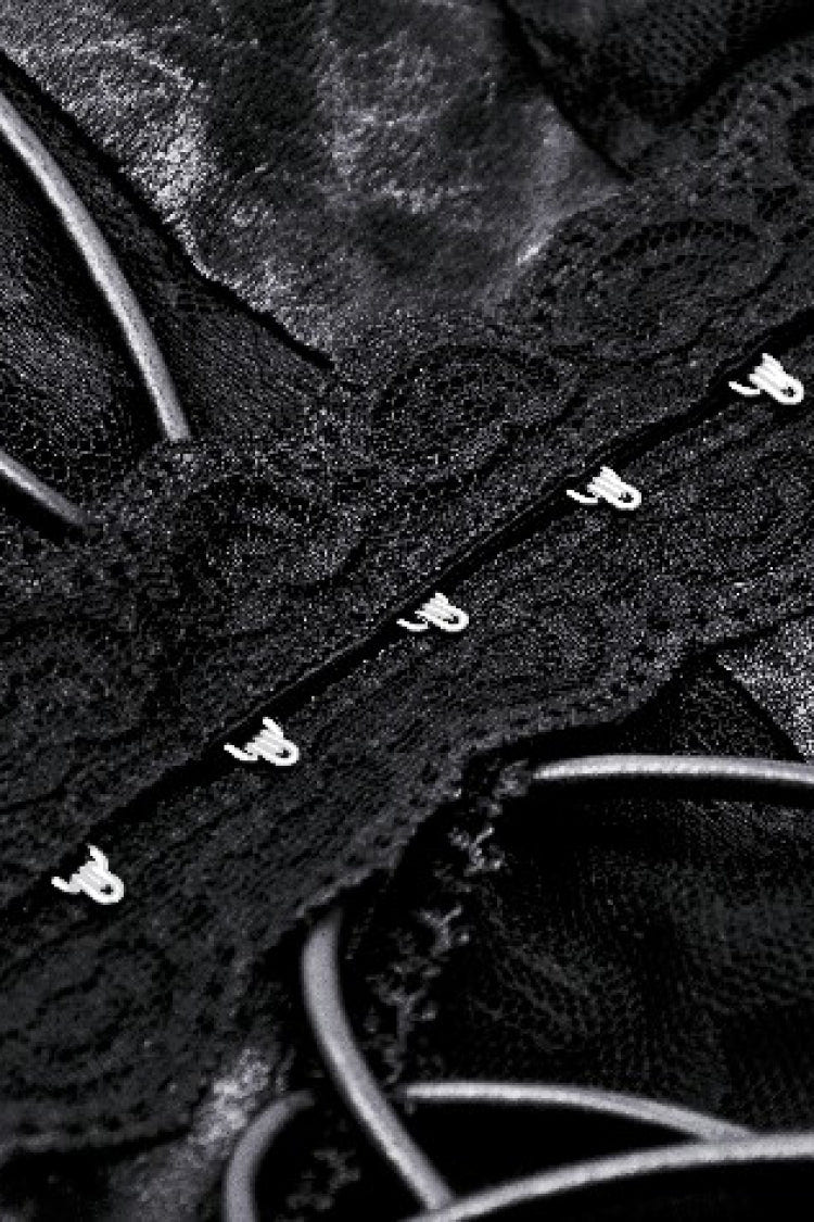 Black Sleeveless Cut-Out Lace Trim Side Lace-Up Women's Gothic Sexy Corset Top - Product - 19