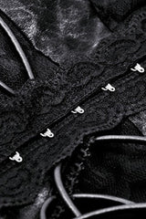 Black Sleeveless Cut-Out Lace Trim Side Lace-Up Women's Gothic Sexy Corset Top - Product - 19
